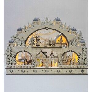 Martha Stewart Christmas Wood Arch Cut Out Mini Candles Lights Up Santa Winter